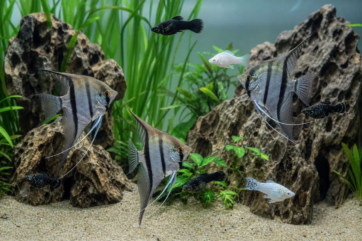 Angelfish (Pterophyllum scalare): pH 6.0-7.5, Soft Water