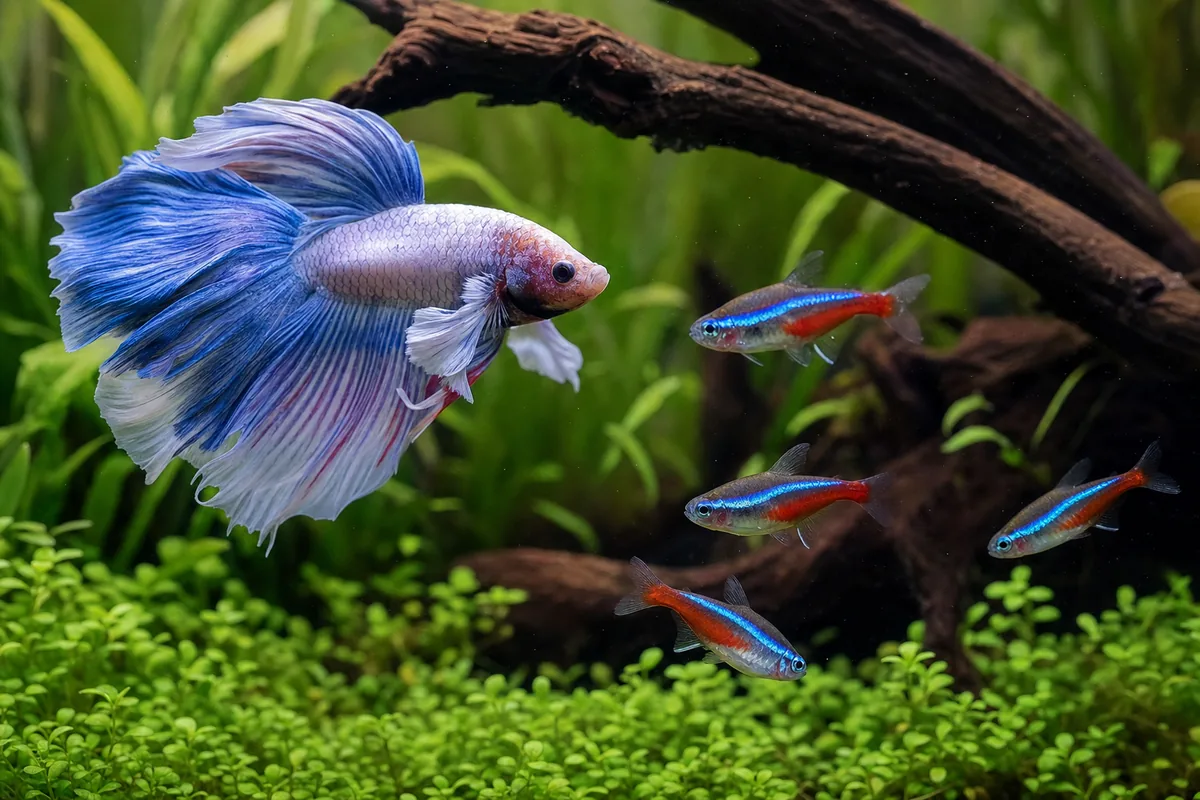 How betta and neon tetra temperament affects the 55% success rate