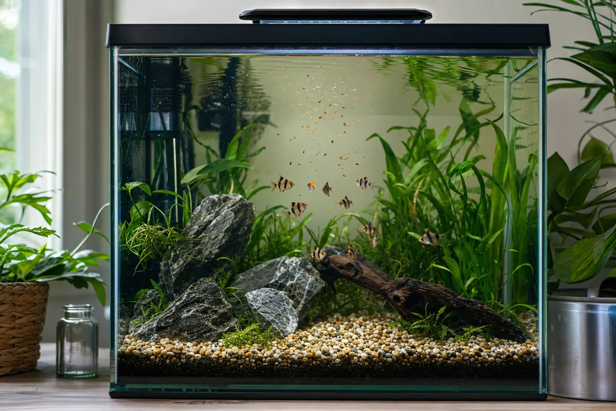 Tank Setup: 20 Gallons Minimum, Open Swimming Space Required