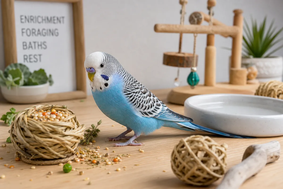 A Budgie Brings Wild Flock Instinct Into a Small Cage