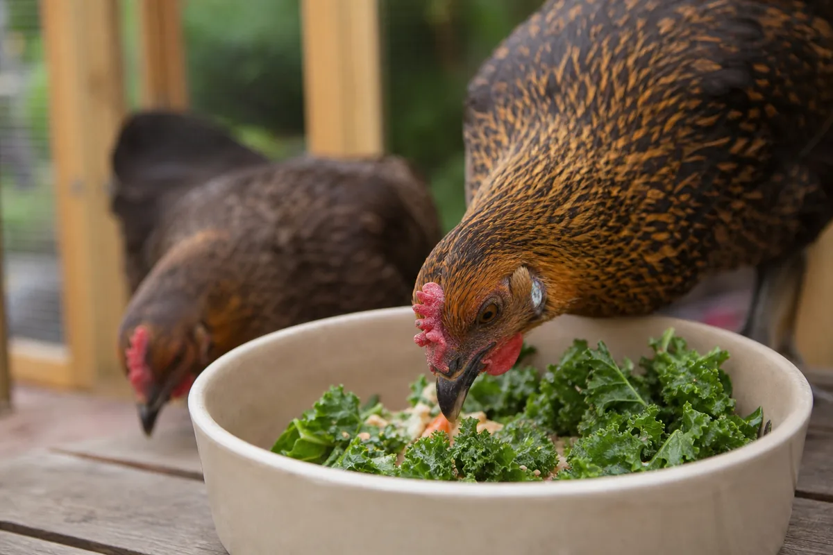 How to Use Kale as Coop Enrichment: Hanging Bunches for Pecking Activity