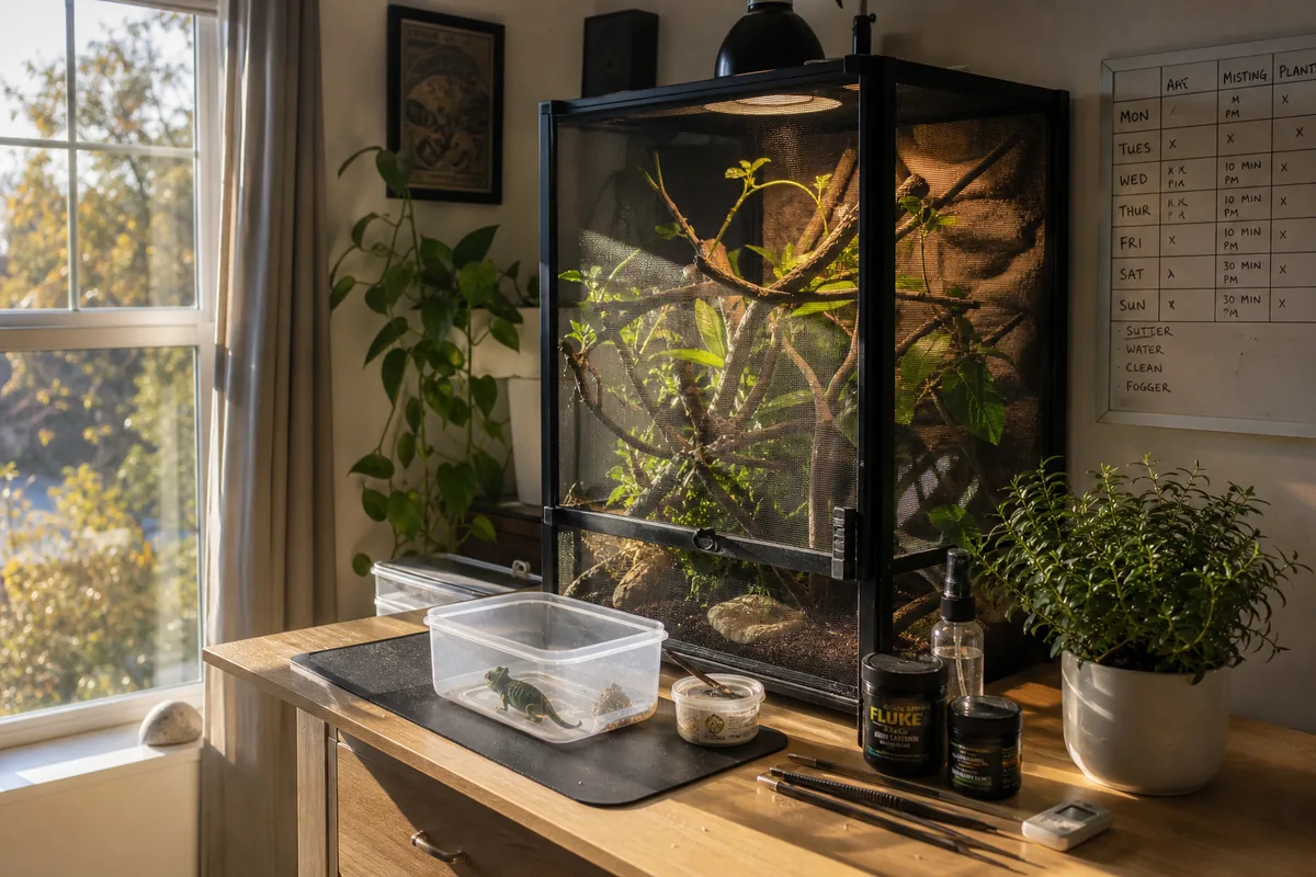 Chameleon Enclosure: Screen Only, 24 × 24 × 48 In Minimum for Adults