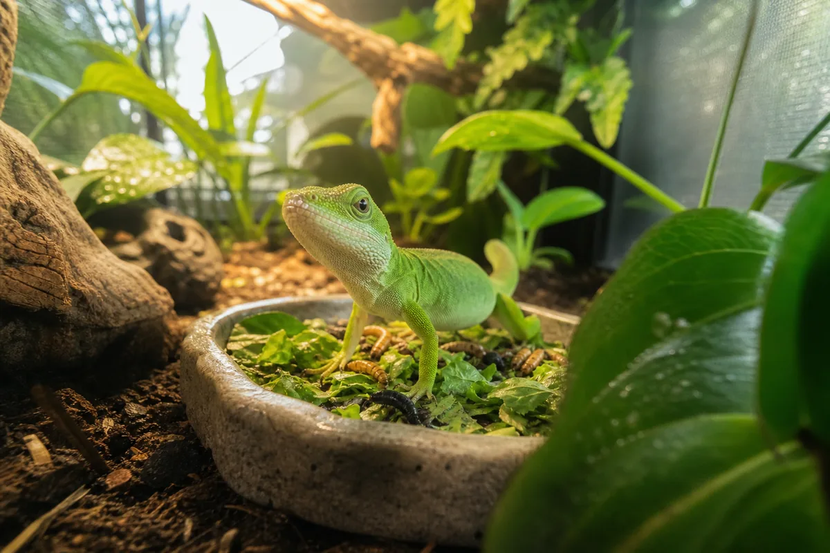 Green Anole Enclosure: Vertical Space and Live Plants