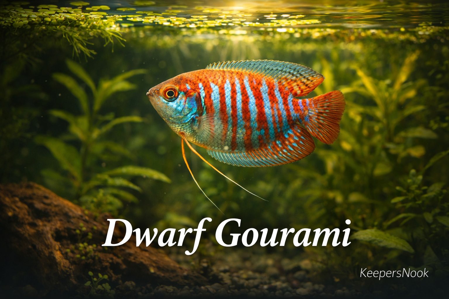 Dwarf Gourami: Labyrinth Breather with Iridescent Blue and Red